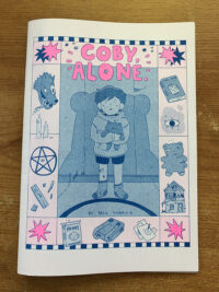 Coby Alone front cover in blue and pink riso ink